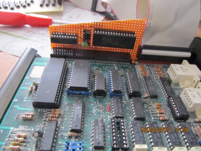 Close up of the test board in place