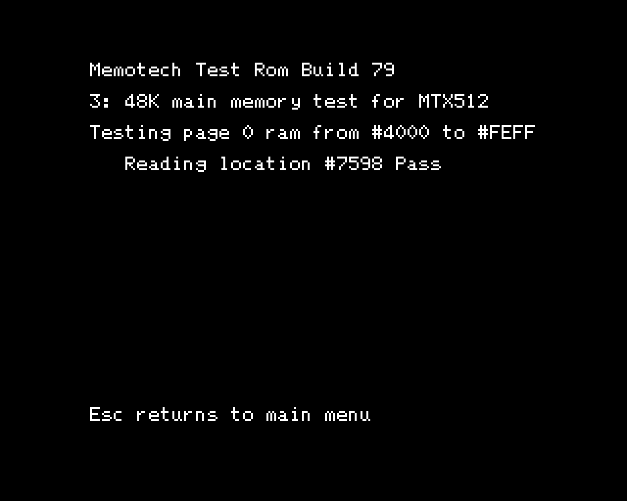 Ram test screen