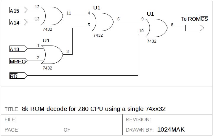 8k ROM decode for Z80 CPU using a single 74xx32