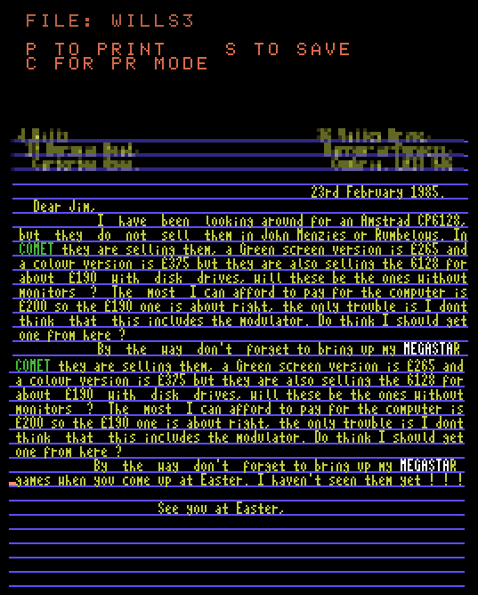 screenshot of word processor